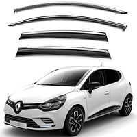 Дефлекторы окон Renault Clio IV 2012-2019 з хромом (4 шт), 047rn160201 (Рено Клио)