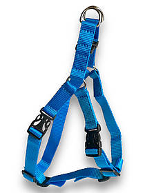 Шлея нейлон легкознімна з фатексами. Нейлонова шлейка для собак обхват шиї 40-52, груди 50-70, 20мм, Блакитний