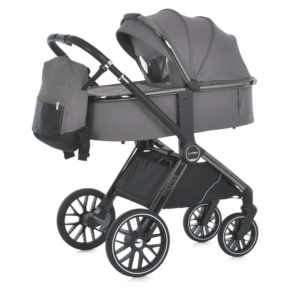 Коляска дитяча універсальна 2в1 Prestige ME 1124 Taupe Gray (два чохла,  два дощовика, москітна сітка, сумка-рюкзак)