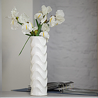 Ваза циліндр кераміка Ваза красива керамічна Ваза для квітів подарункові Вази інтер'єрні Ваза біла