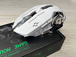 Безшумна геймерська бездротова миша з акумулятором, RGB-підсвіткою і bluetooth для ноутбука біла матова