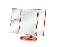 Многофункциональное Зеркало для макияжа с LED подсветкой прямоугольное тройное. SKL