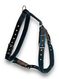 Шлея нейлонова подвійна для собак. Нейлонова шлейка для собак обхват шиї 62-88 см, обхват грудей 80-106 см, 35 мм Чорна