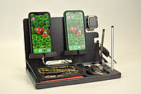 Підставка-органайзер з дерева для гаджетів, телефону, планшета з індивідуальним гравіюванням Ostin, Чорний