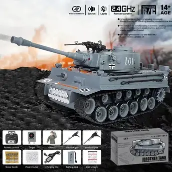 Дитячий танк на радіокеруванні Brother Tank Тигр "M26 Tiger" 1:18. стріляє орбізами