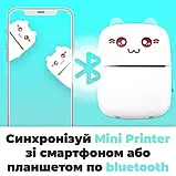 Дитячий принтер для друку компактний принтер для фотографій маленький принтер котик, фото 8