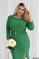 Жіноча облягаюча сукня з поясом батал: 48-50, 52-54, 56-58. Кольори: білий, чорний, бежевий, зелений, малина