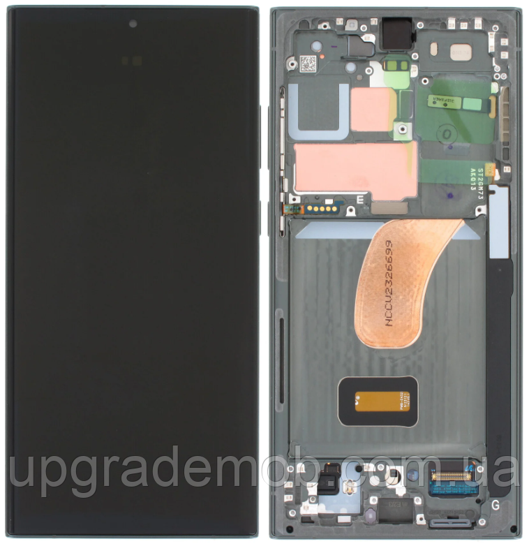 Дисплей модуль тачскрин Samsung S918 Galaxy S23 Ultra чорний Amoled оригінал сервісне паковання з рамкою