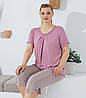 Жіноча піжама з віскози великого розміру футболка та капрі (бриджі), 60-62 (3XL-4XL), ТМ Nido Туреччина, фото 3