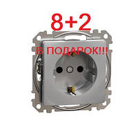 Розетка з заземленням та зі шторками Алюміній Sedna Design Schneider Electric SDD113022