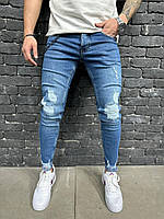 Чоловічі блакитні базові джинси Denim звужені з ланцюгом