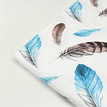 Ранфорс digital з цифровим друком шириною 240 см "Пір'я" синьо-коричневі на білому № РЦ - 3223, фото 7