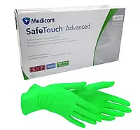 Перчатки нитриловые текстурированные без пудры нестерильные. SafeTouch® Advanced зеленые 100 шт. уп. XS