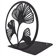 Металевий упор для книг Glozis Ginkgo Black (чорний), фото 7