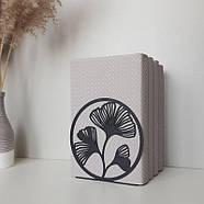 Металевий упор для книг Glozis Ginkgo Black (чорний), фото 9