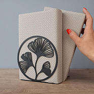 Металевий упор для книг Glozis Ginkgo Black (чорний), фото 8