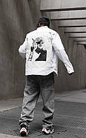 Чоловіча біла джинсова сорочка з прнінтом на спині, Туреччина
