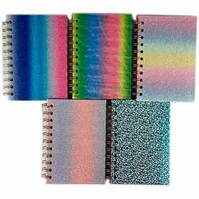 Блокнот А6 96арк лінія спіраль глітер. луска 2-90