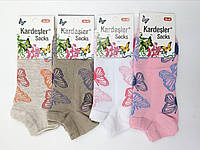 Короткие женские носки  стрейчевые Kardesler с бабочками 35-40 12 пар/уп микс из  цветов