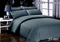Семейный комплект постельного белья Тет-А-Тет Страйп сатин графит ST-005 качественный двуспальный набор