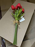 Штучний букет квітів, 7 тюльпанів, червоний, тканина, поліуретан, 30 см (631208), фото 4