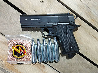 Пневматичний пістолет Borner WC 401+5 балонiв СО2 и 400 шарикiв ВВ