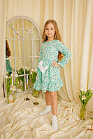 Нарядна дитяча сукня із тканини софт із сумочкою (110 розмір) м'ятна
