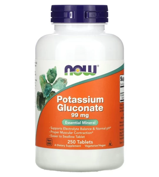 Мінеральна добавка NOW Foods Potassium Gluconate 99 mg 250 tabs