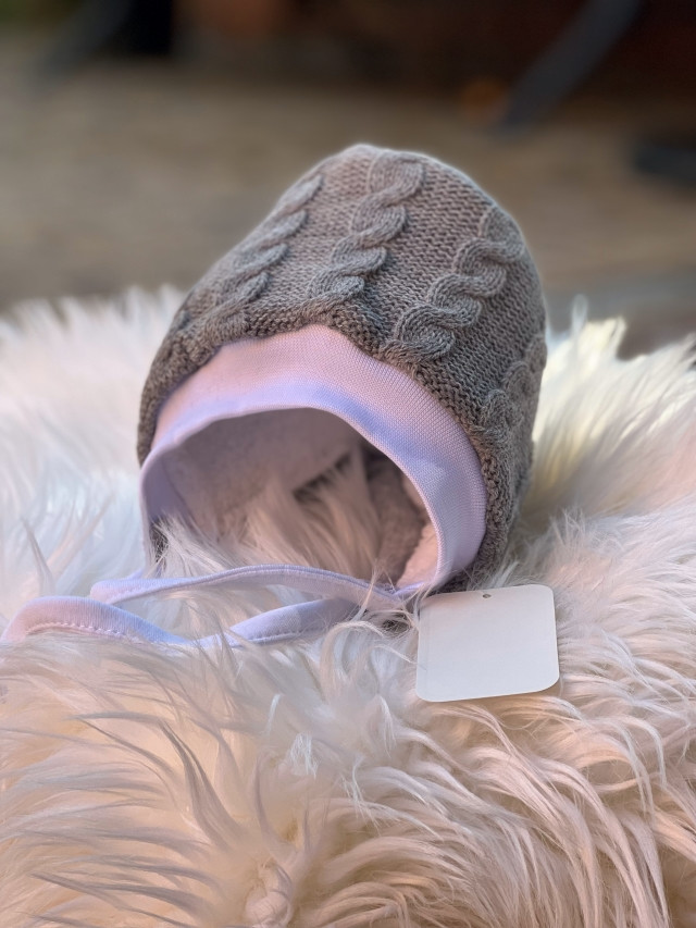 Тепла в'язана шапочка Weave для новонароджених, сіра