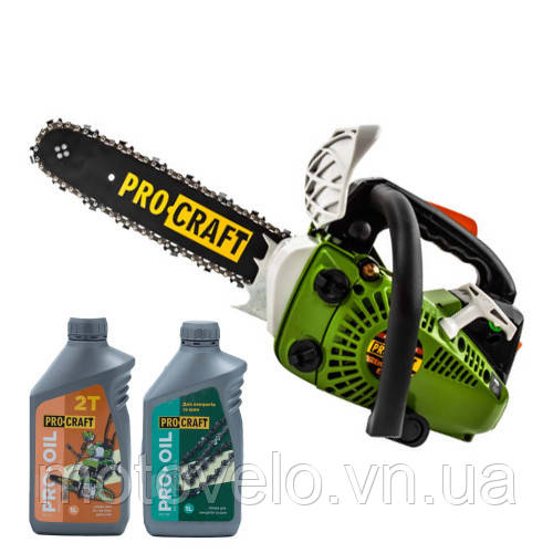Бензопила ланцюгова Procraft K300S + Олива Procraft для ланцюга 1 л + Олива Procraft моторна 2-тактна 1 л