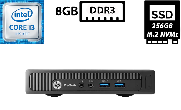 Комп'ютер HP ProDesk 400 G1 DM/Core i3-4160T 3.10GHz/8GB DDR3/SSD 256GB M.2/Intel HD Graphics 4400/VGA, DP Б/В