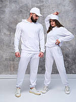 Легкий спортивный костюм графит двунитка для мужчин и для женщин лето, стильные красивые спортивные костюмы XS, Белый