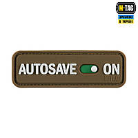 M-Tac Резиновый Шеврон нашивка « Autosave » Койот на липучке для военных