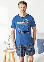 Пижама мужская (футболка + шорты) Livergy L голубой (72005)