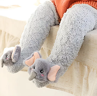 Теплые носки детские из мягкой махровой ткани серые 0-4 года