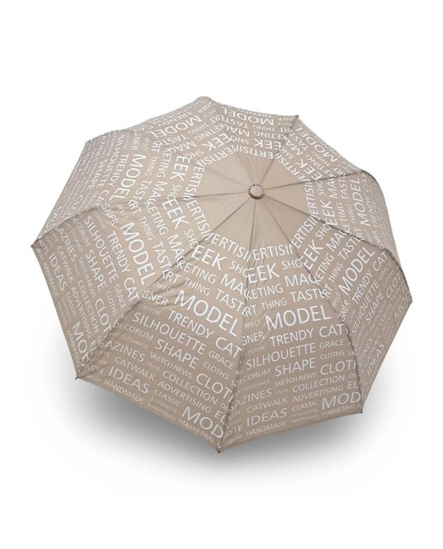 Парасолька напівавтомат жіноча Toprain 593 "Words" на 9 спиць Бежевий, фото 1