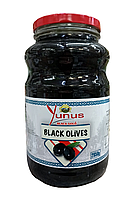 Маслини YUNUS Black Olives гіганти з кісточкою скло 2.65 кг