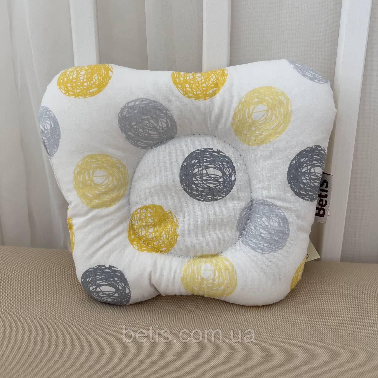 Подушка ортопедична 0+ "Клубочок-1" Білий/жовтий Ранфорс,наповнювач-аеропух арт.91449029 18*22 см.(р)