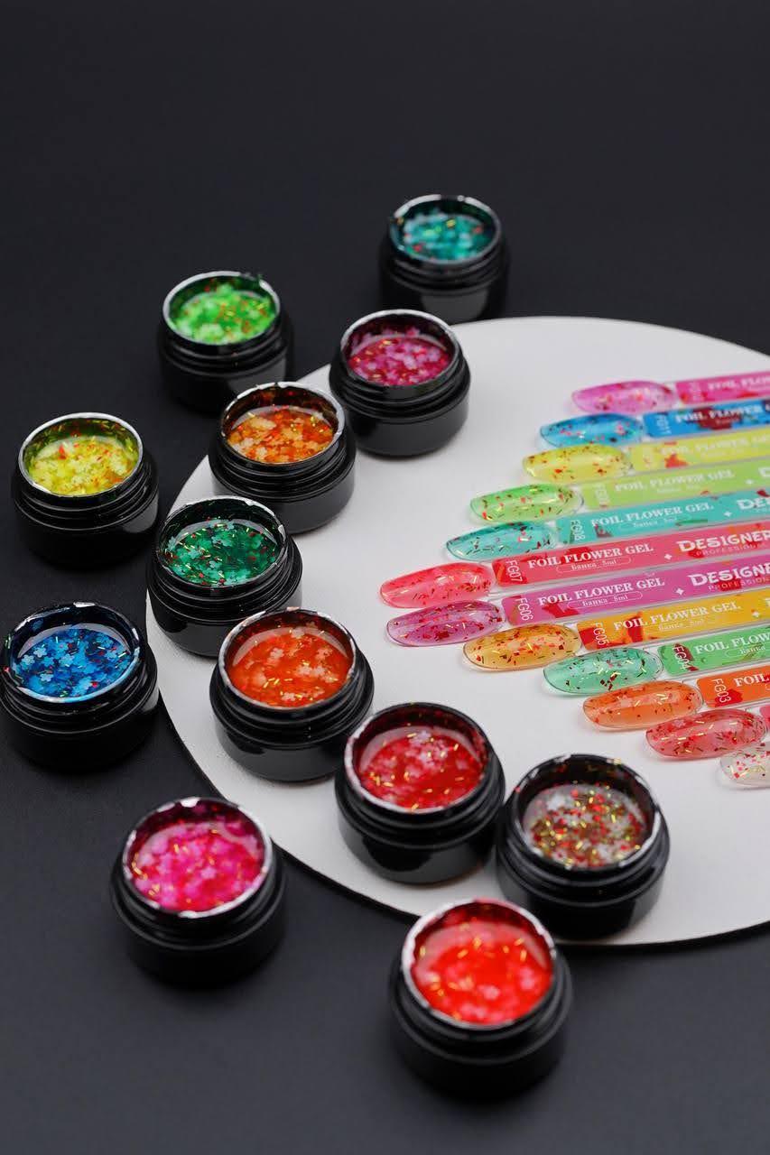 Гель із квіточками з фольги Foil flower gel (Дизайнер Професіонал), 5 мл.