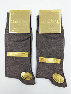 Чоловічі демісезонні шкарпетки Marjinal однотонні бавовна високі розмір 40-45 6 пар/уп коричневі