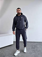 Мужской спортивный костюм штаны и худи с капюшоном графит М L XL 2XL