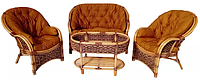 Комплект CRUZO Копакабана Гиацинт темно-медовый из натурального ротанга, софа-2, 2 кресла, кофейный столик со