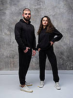 Универсальный спортивный комплект костюм с капюшоном графитный, качественные спортивные костюмы XXXL, Черный