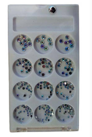 Набір стразиків різних розмірів для нігтів у контейнері, фото 1