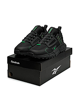 Мужские кроссовки Reebok Zig Kinetica Edge Black Green Рибок Зиг Кинетика черно-зеленые текстиль весна лето