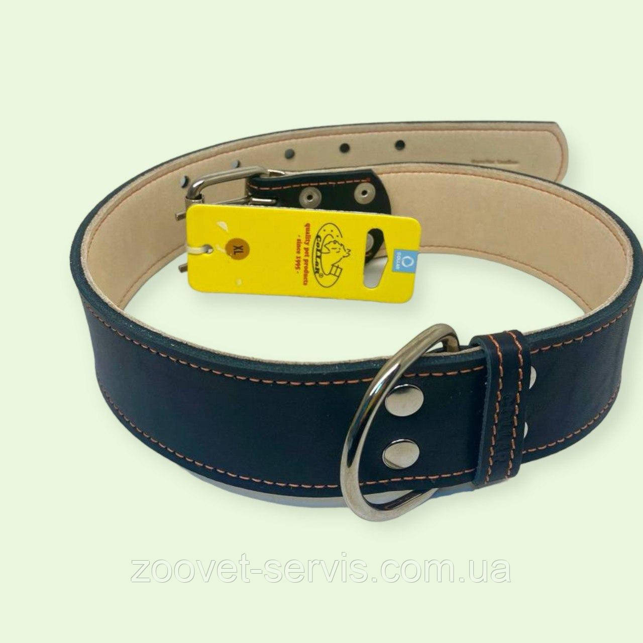 Нашийник для собак шкіряний Collar подвійний 45 мм 56-68 см чорний 03591
