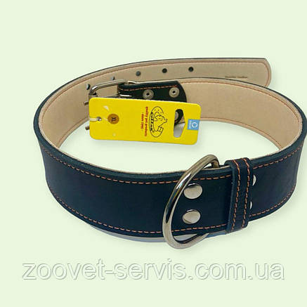 Нашийник для собак шкіряний Collar подвійний 45 мм 56-68 см чорний 03591, фото 1