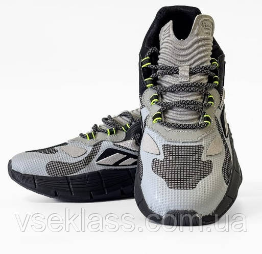 Reebok Zig Kinetica серые с белым и черным мужские кроссовки Рибок Зиг ...