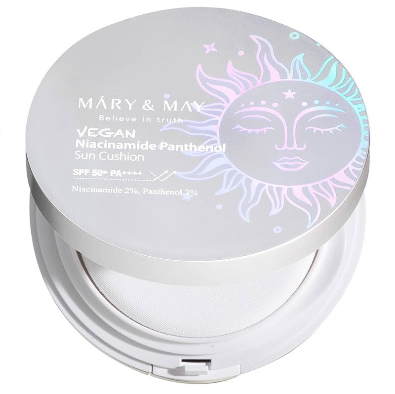Освітлювальний сонцезахисний кушон Mary&May Vegan Niacinamide Panthenol Sun Cushion SPF50+ PA++++ 25 мл