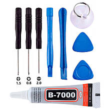Набір для ремонту смартфона / викрутки / медіатори / лопатки / присоска / клей B7000 прозорий 15 ml